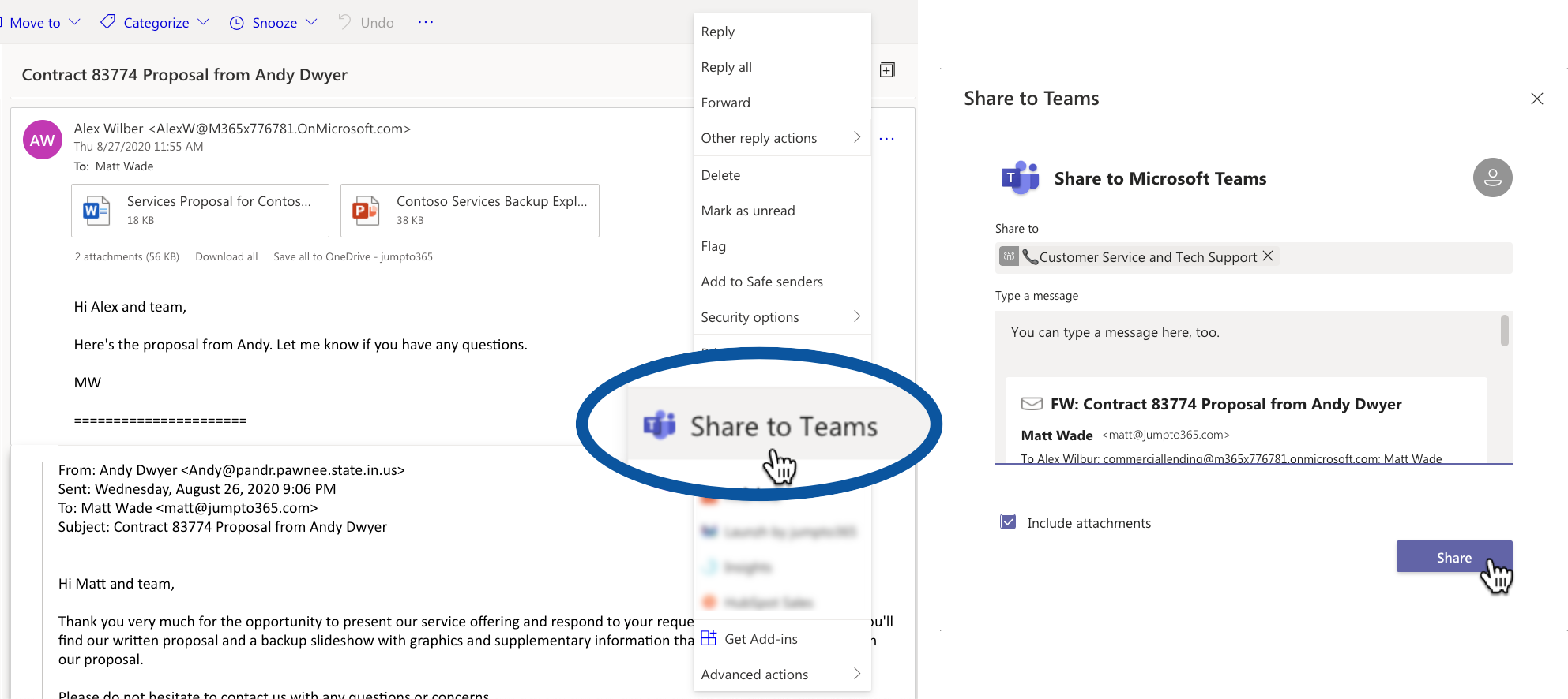 Two Easy Ways To Share An Email From Outlook To Teams Jumpto365 Blog